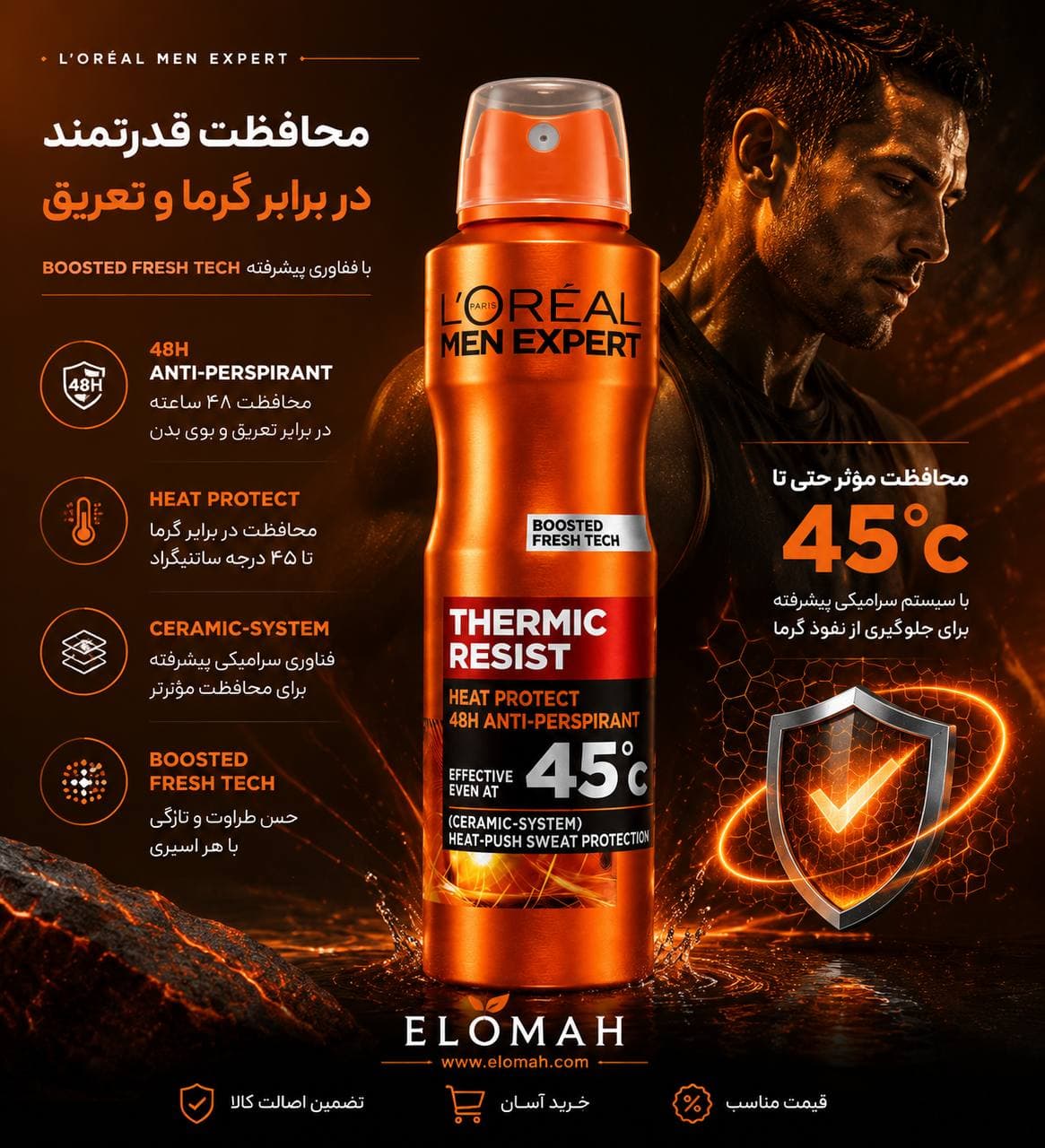 اسپری ضدتعریق مردانه اصل وارداتی Thermic Resist