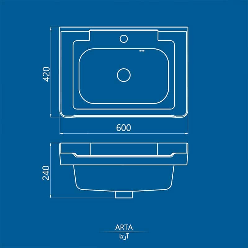 روشویی روکابینتی چینی کرد آرتا 60 — تصویر ۷