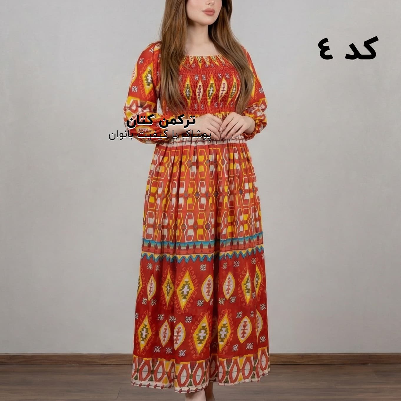 پیراهن ساحلی کریشه هندی آستین بلند طرح سنتی +وارداتی — تصویر ۴