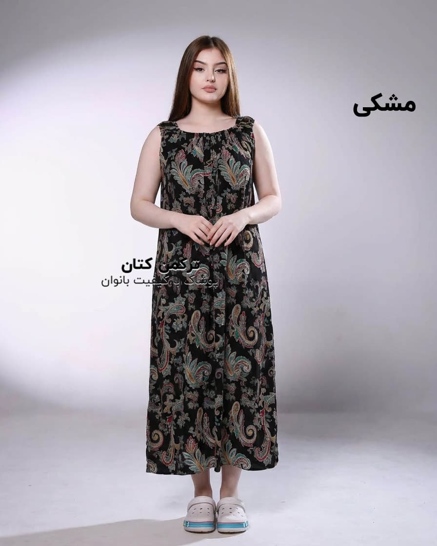 پیراهن نخی آستین حلقه ای ترمه — تصویر ۲