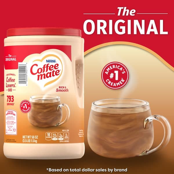پودر کافی میت کرم قهوه نستله امریکایی اورجینال رژیمی بدون قند و چربی Coffee mate Original Powdered Coffee Creamer — تصویر ۳