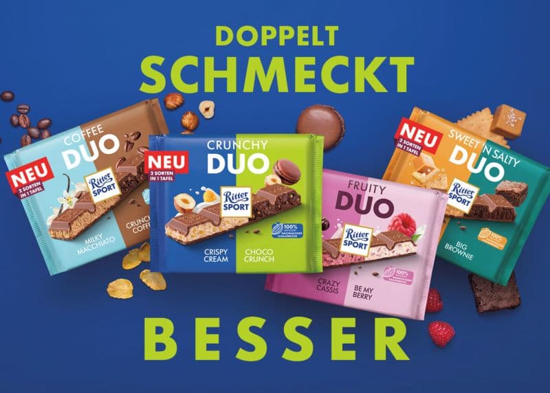 تابلت شکلات کرانچی ریتر اسپرت 218 گرم Ritter Sport Crunchy Duo Chocolate — تصویر ۴