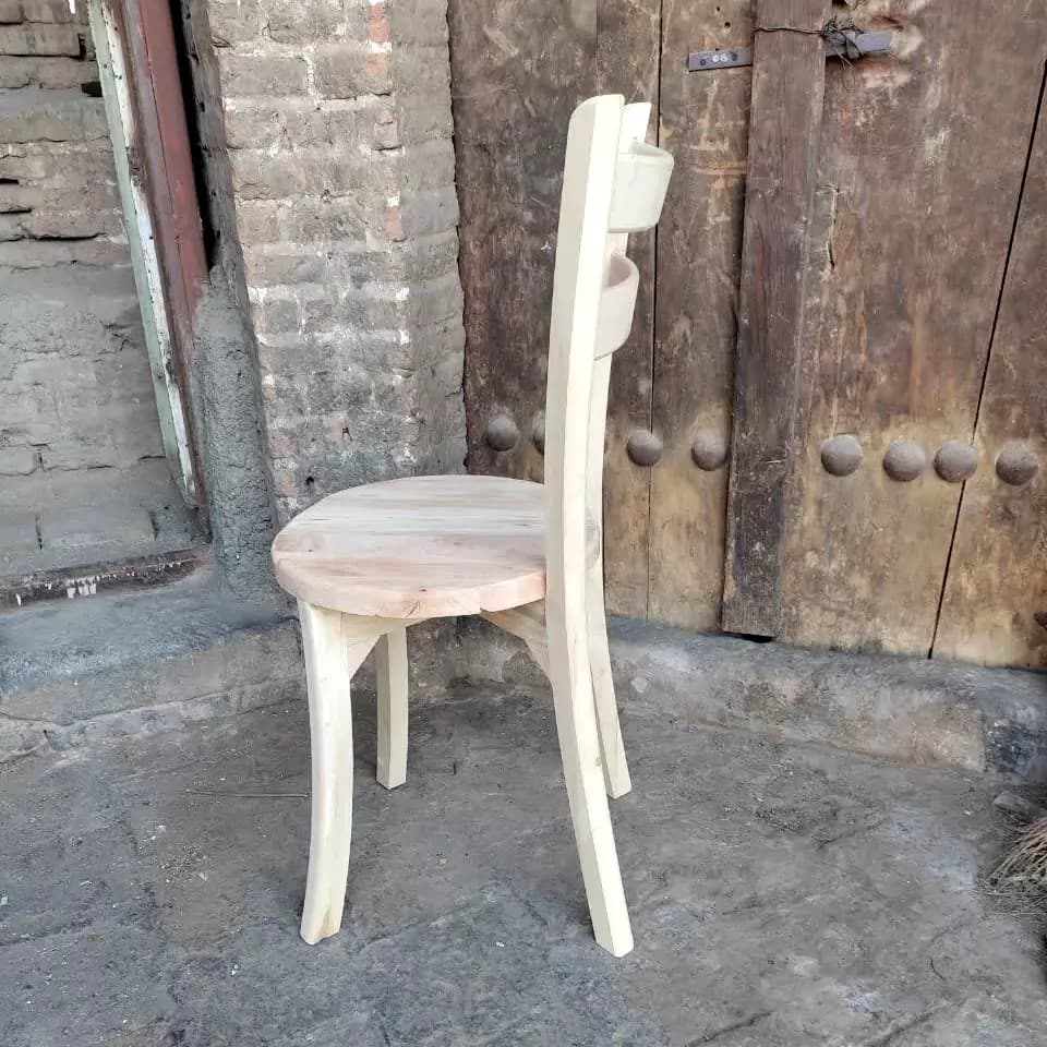 صندلی ۲ تیرک چوب راش کف چوبی — تصویر ۳