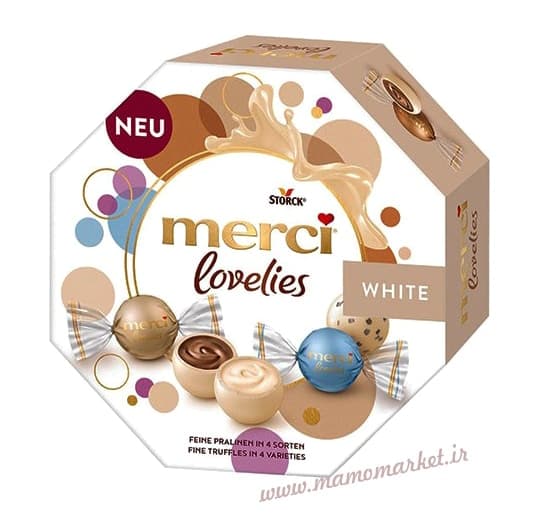 شکلات سفید کادویی لاولیز مرسی Merci LOVELIES WHITE