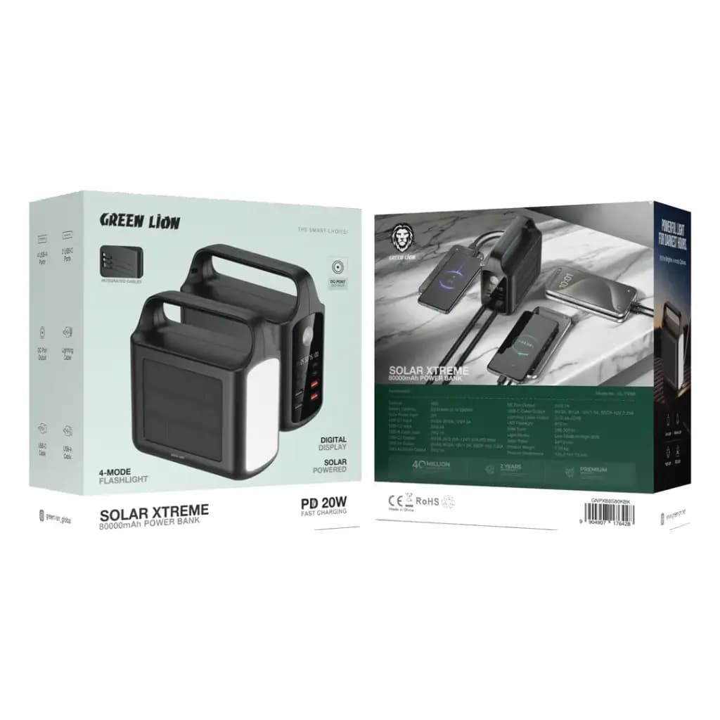 پاوربانک خورشیدی اکستریم گرین لاین مدل GNPXB8S80KBK — تصویر ۲