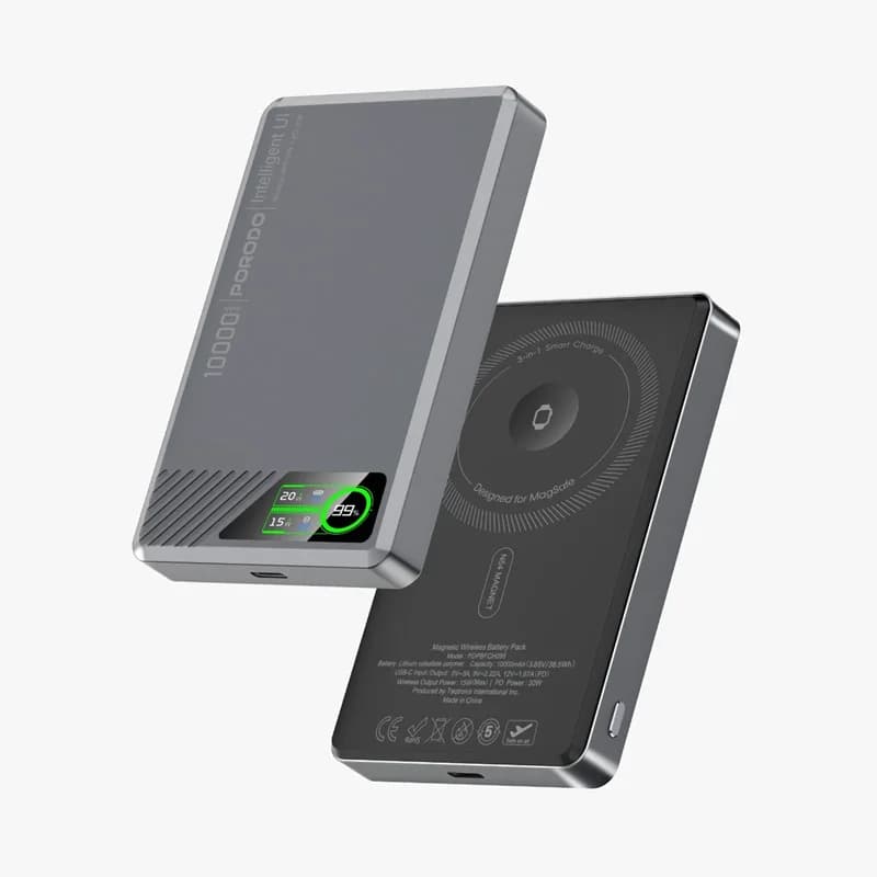 پاوربانک مگنتی SlimMag 10000mAh شارژ بی‌سیم پرودو مدل PDPBFCH095GY
