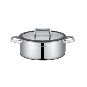 ماهیتابه استیل لیزری دو دسته عرشیا به‌همراه درب شیشه‌ای ۳۰ سانتی‌متر مدل SS050-3342