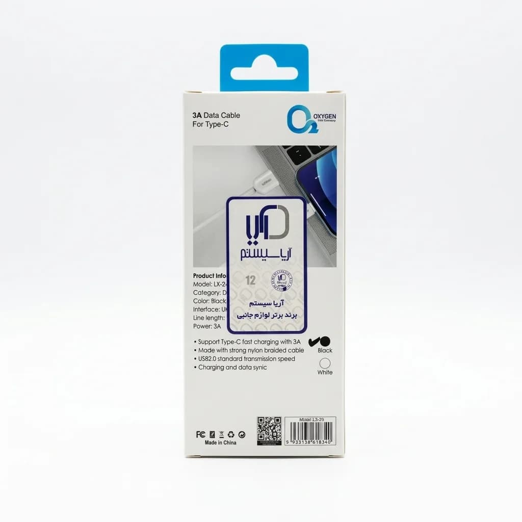 کابل دیتا و شارژ USB-A به Type-C اکسیژن مدل LX-23 — تصویر ۲