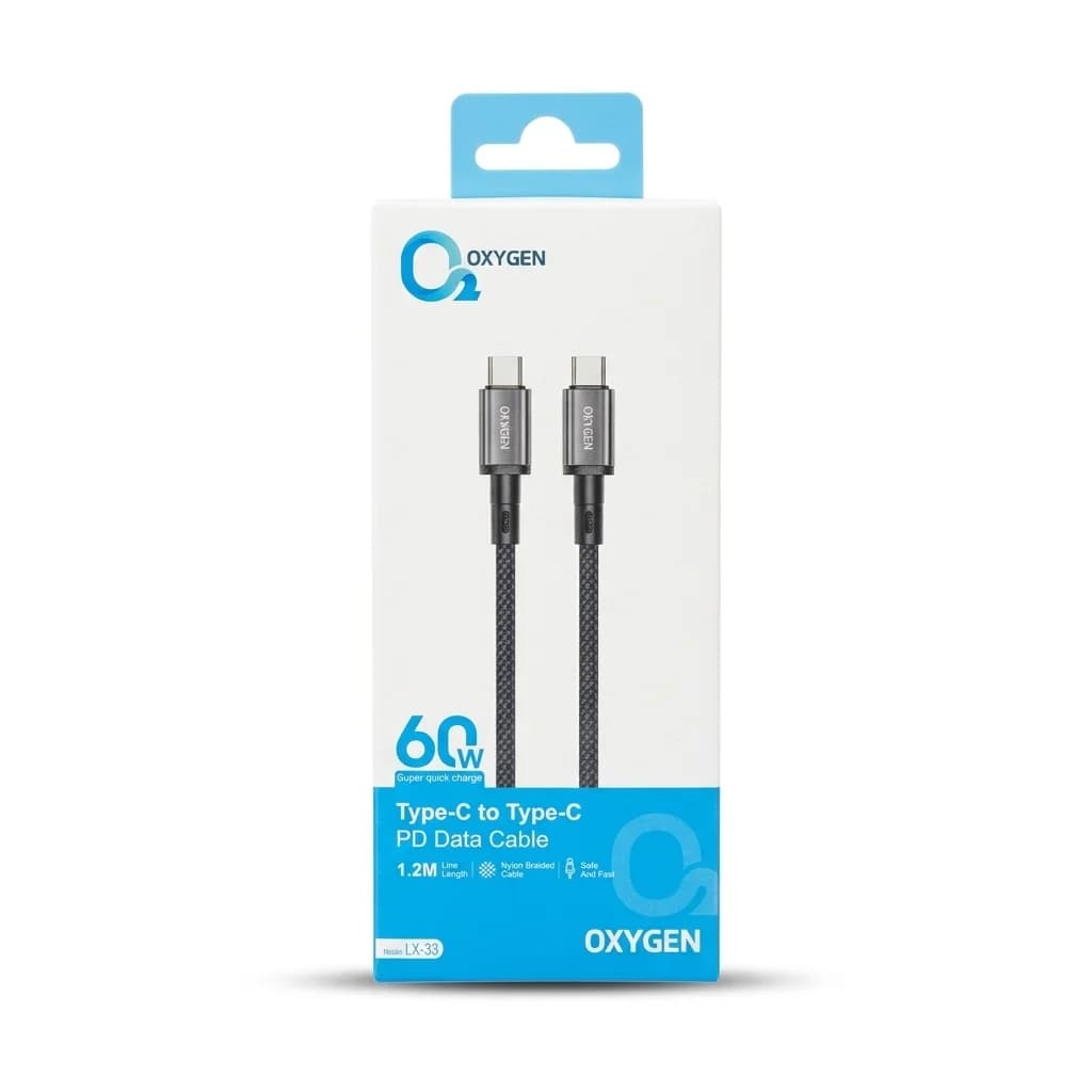 کابل دیتا و شارژ Type-C به Type-C اکسیژن مدل LX-33