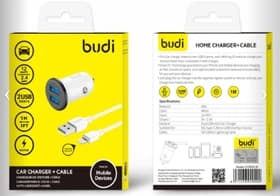 شارژر فندکی 12 وات بudi CC603LW با 2 خروجی USB
