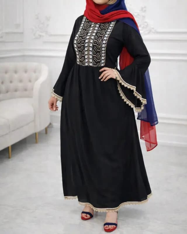 ساحلی مشکی آستین کلوش 7385