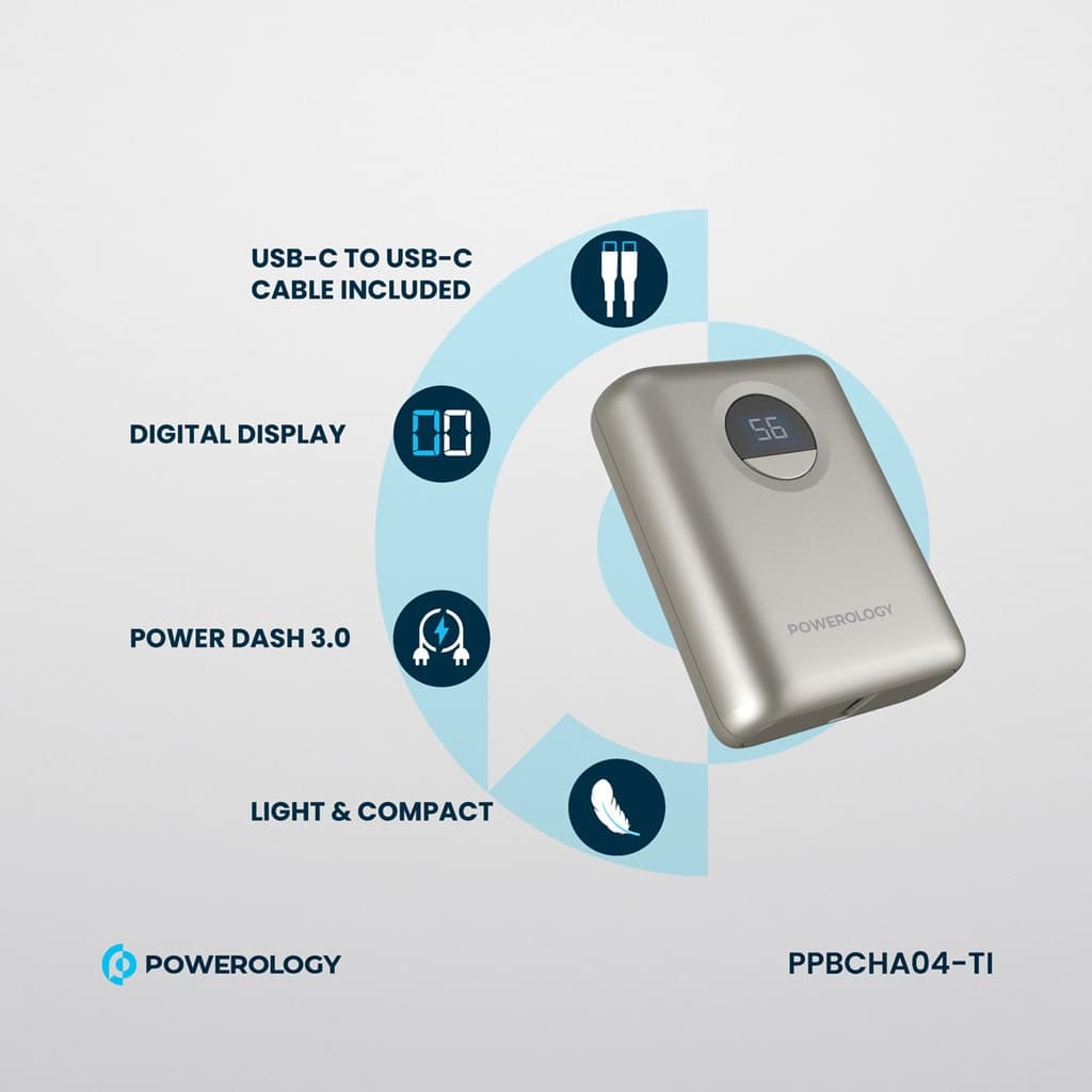پاوربانک فست شارژ 10000mAh پاورولوژی مدل ppbcha04 – تیتانیوم — تصویر ۵