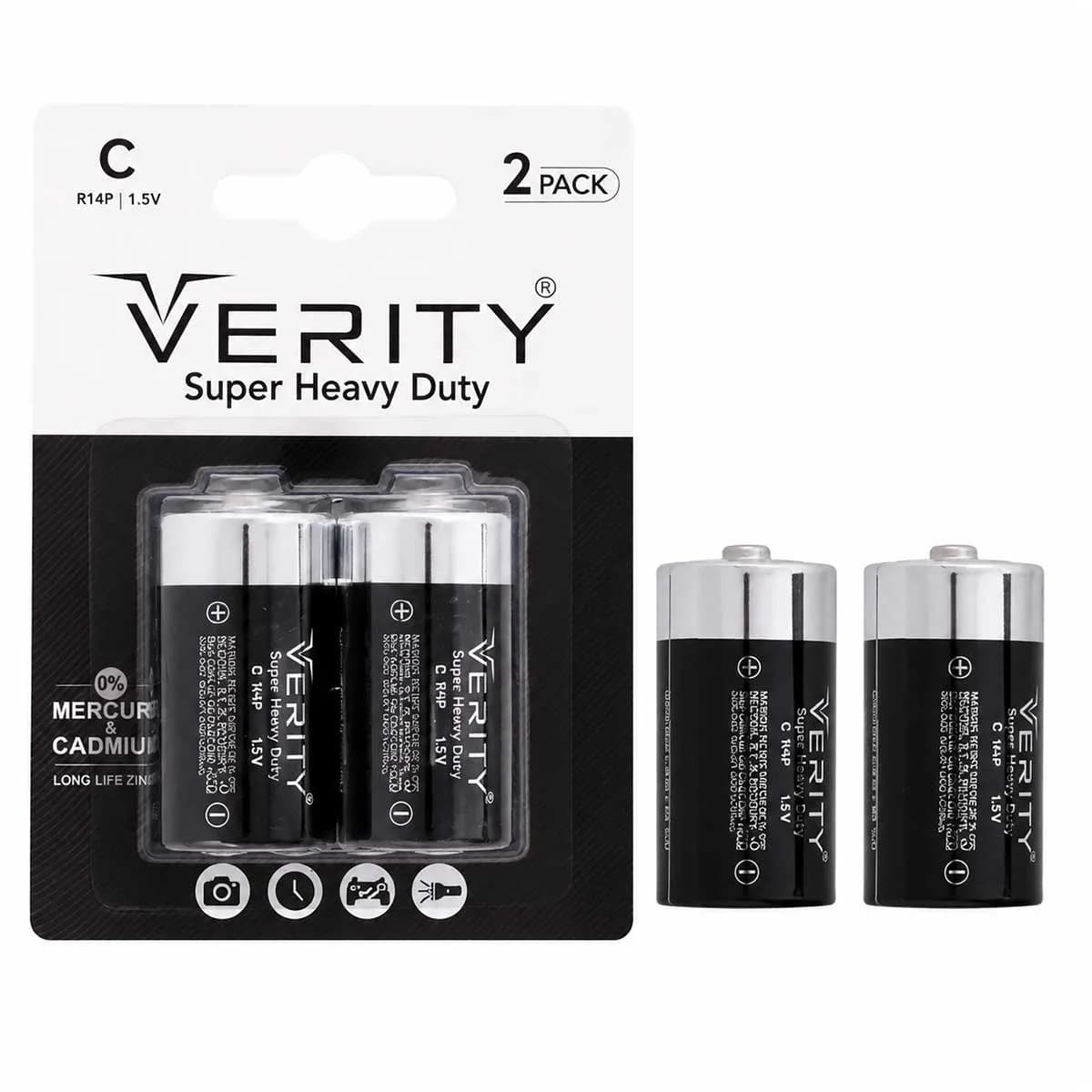 باتری وریتی سایز C مدل R14P پک 2 عددی