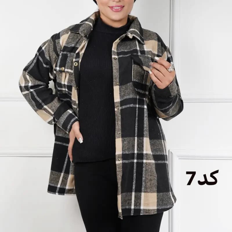 شکت چهارخونه پشمی گرم بالا 7292 — تصویر ۶