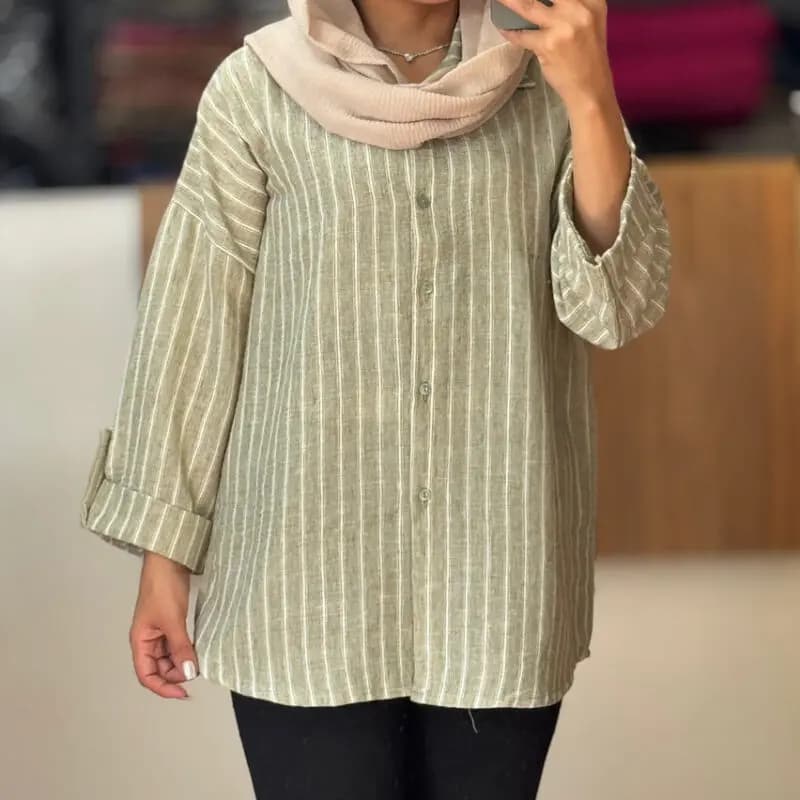 مانتو راه راه پارچه ترک 7160 — تصویر ۵