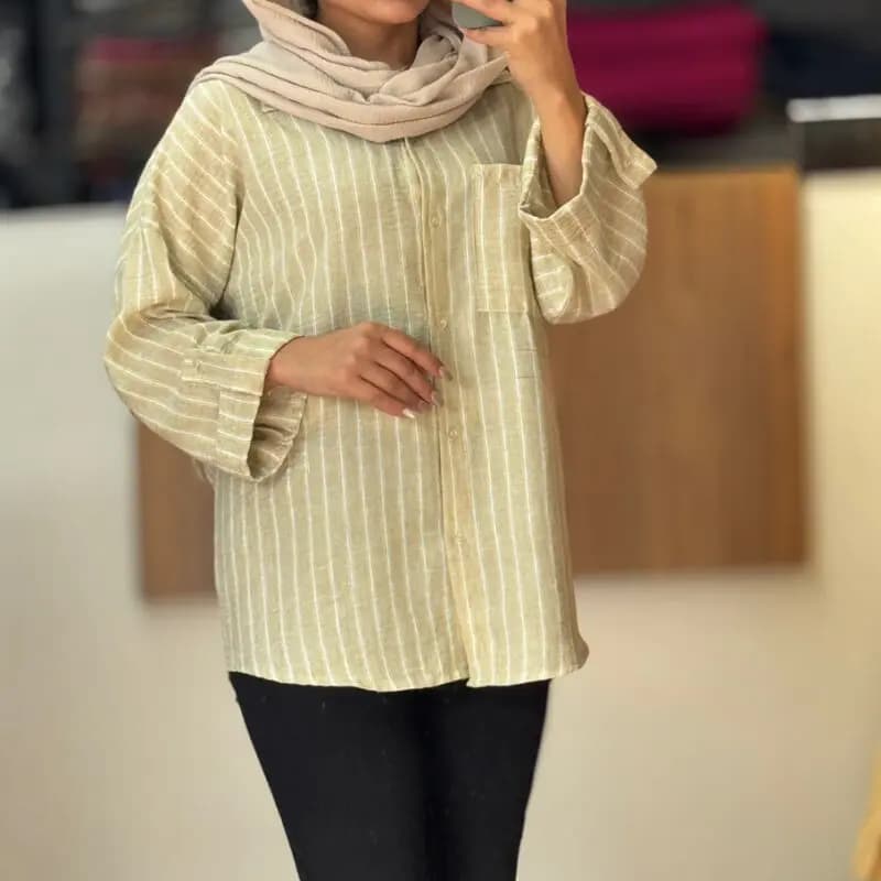مانتو راه راه پارچه ترک 7160 — تصویر ۲