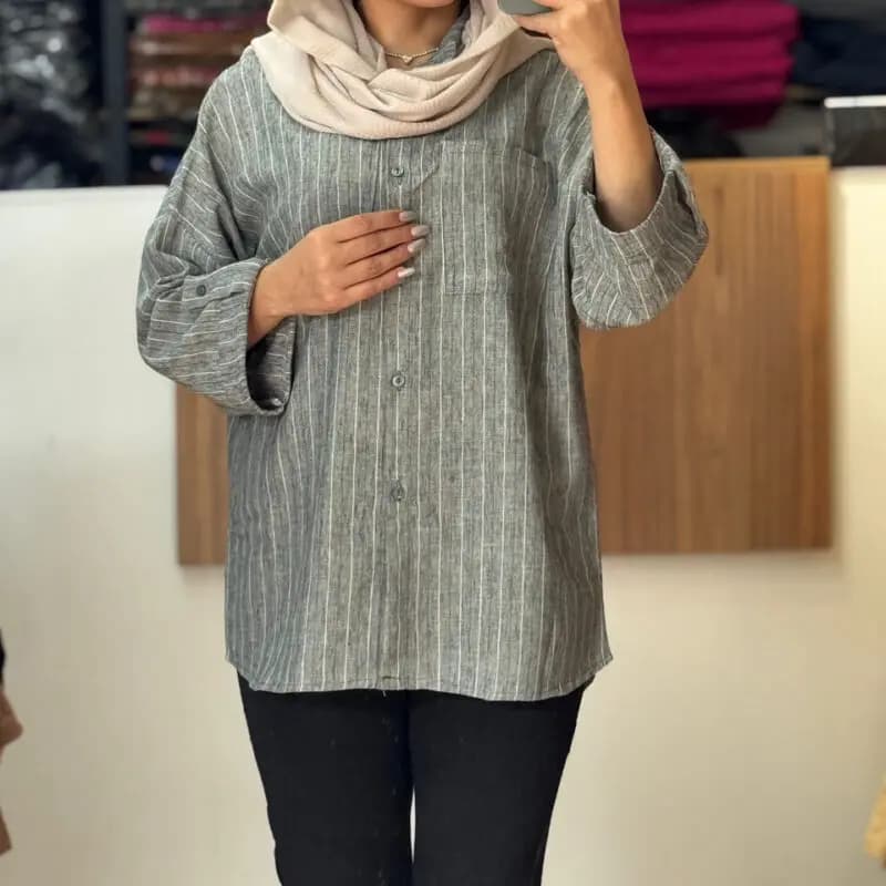 مانتو راه راه پارچه ترک 7160 — تصویر ۴