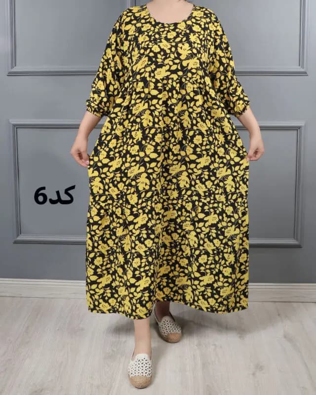 پیراهن ساحلی بلند مریم گلی 7057 — تصویر ۲