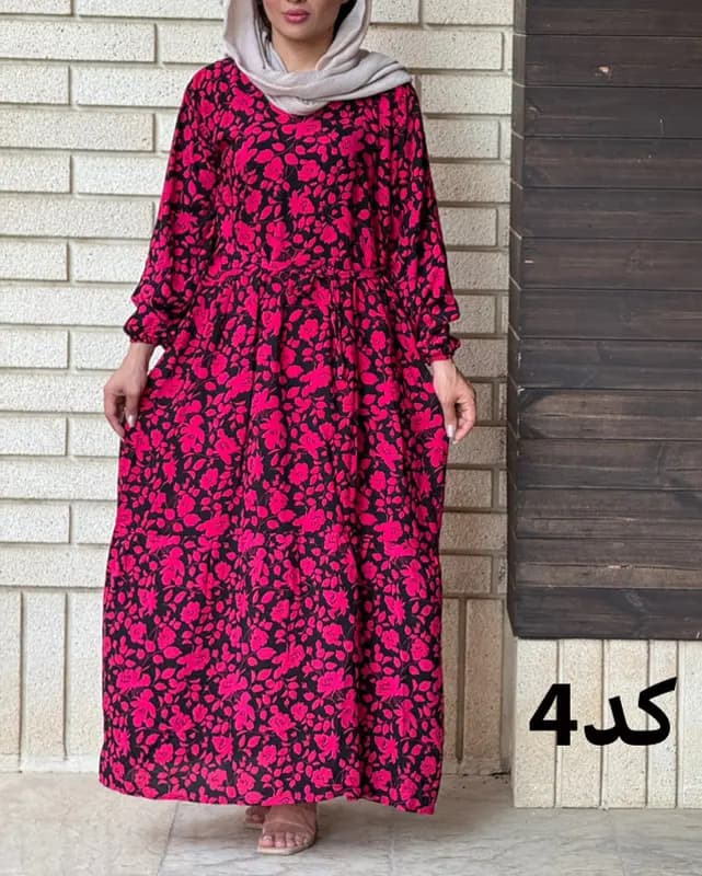 پیراهن ساحلی بلند مریم گلی 7057 — تصویر ۴