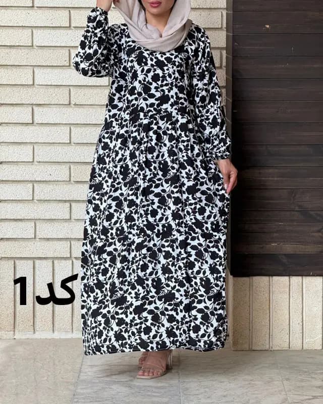 پیراهن ساحلی بلند مریم گلی 7057 — تصویر ۷
