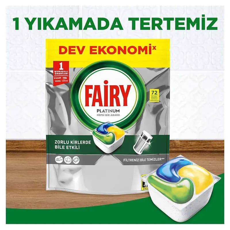 قرص ماشین ظرفشویی fairy سری platinum (تعداد72 عددی) 7012 — تصویر ۴