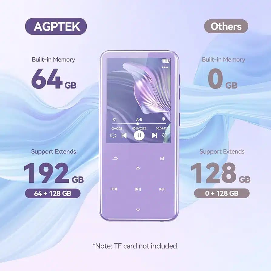 پخش کننده MP3 AGPTEK با ظرفیت 64 گیگابایت مدل M3 — تصویر ۳