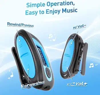 پخش‌کننده MP3 ضدآب IPX8 با حافظه ۸ گیگابایت و صفحه نمایش مدل AGPTEK S07 — تصویر ۶