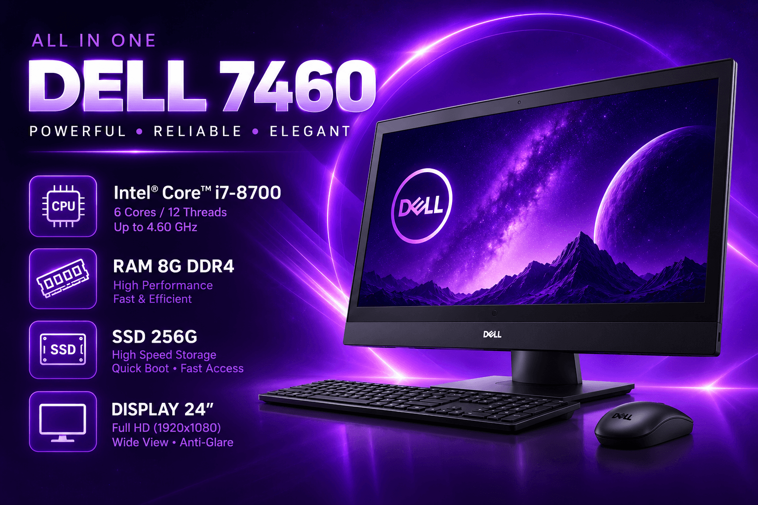 آل این وان Dell OptiPlex 7460 All in One / Core i7-8700 نسل (هشت)/ تاچ اسکرین