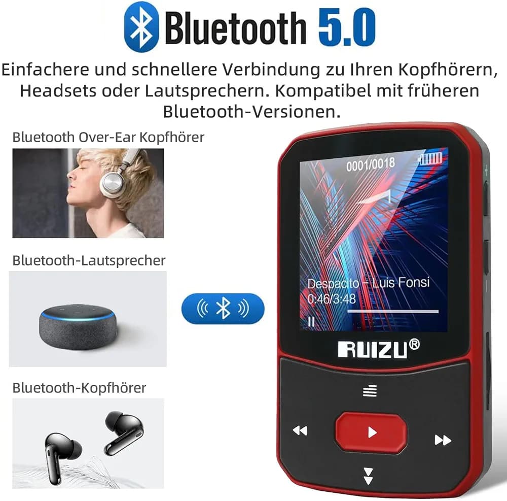 پخش‌کننده MP3 با حافظه ۶۴ گیگابایت برند: روئیزو (RUIZU) نام مدل: Clip MP3-Player — تصویر ۷