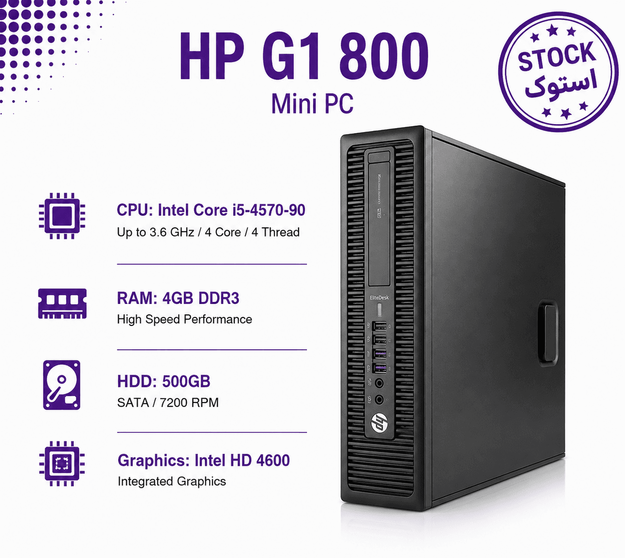 مینی کیس اچ پی HP EliteDesk 800 G1نسل4