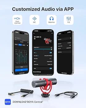 میکروفون تفنگی BOYA BY-MM1 AI مخصوص دوربین — تصویر ۶