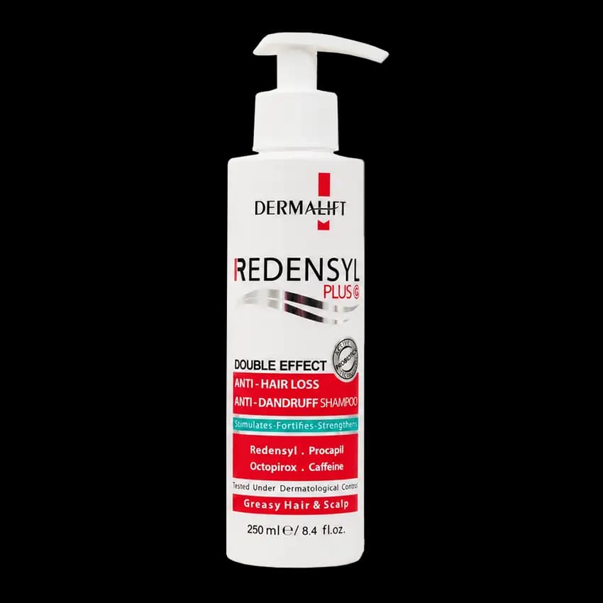 شامپو ضدشوره و ضد ریزش مو چرب +REDENSYL درمالیفت حجم 250ML — تصویر ۳