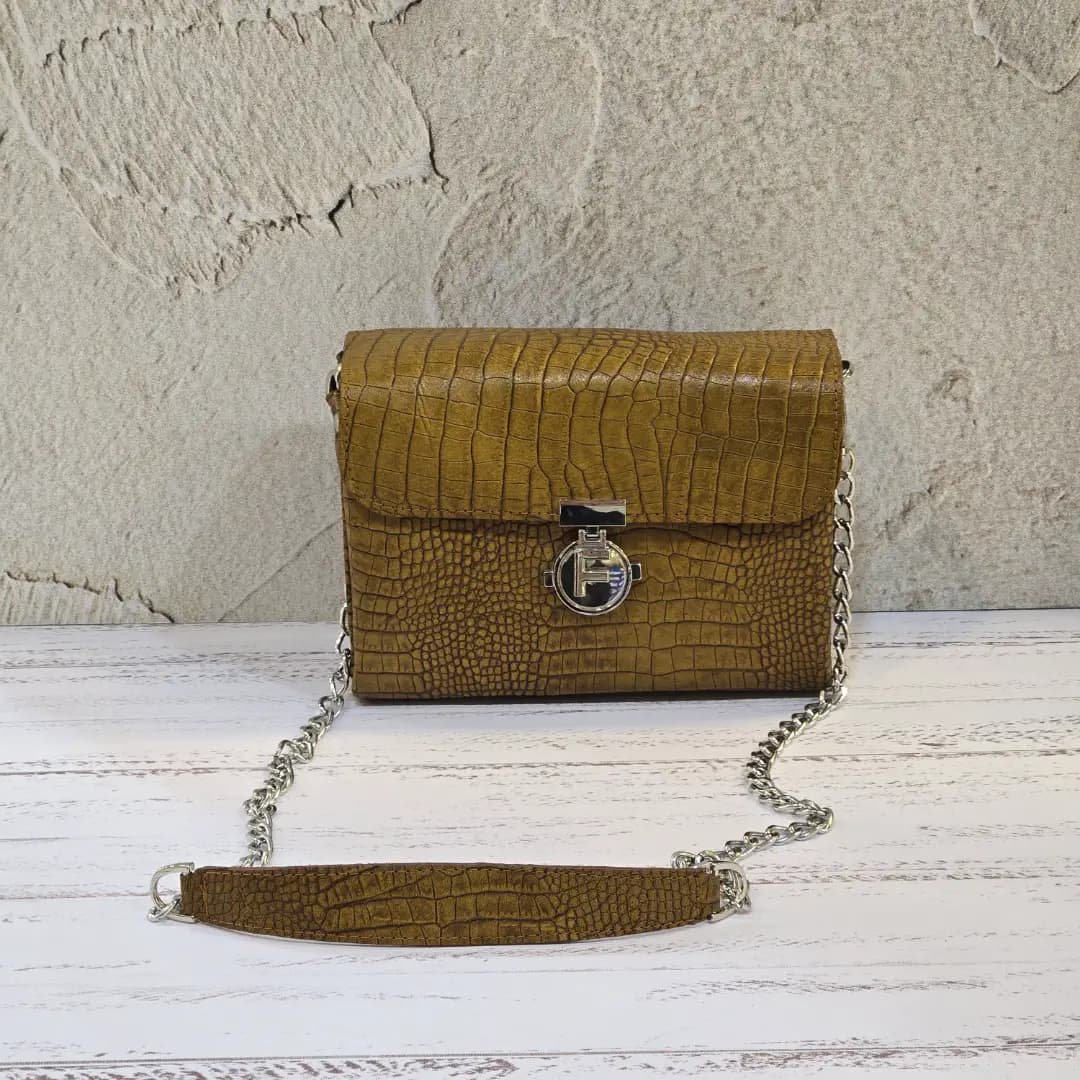 کیف زنانه دو بند مجلسی چرم تبریز طبیعی طرح FENDI