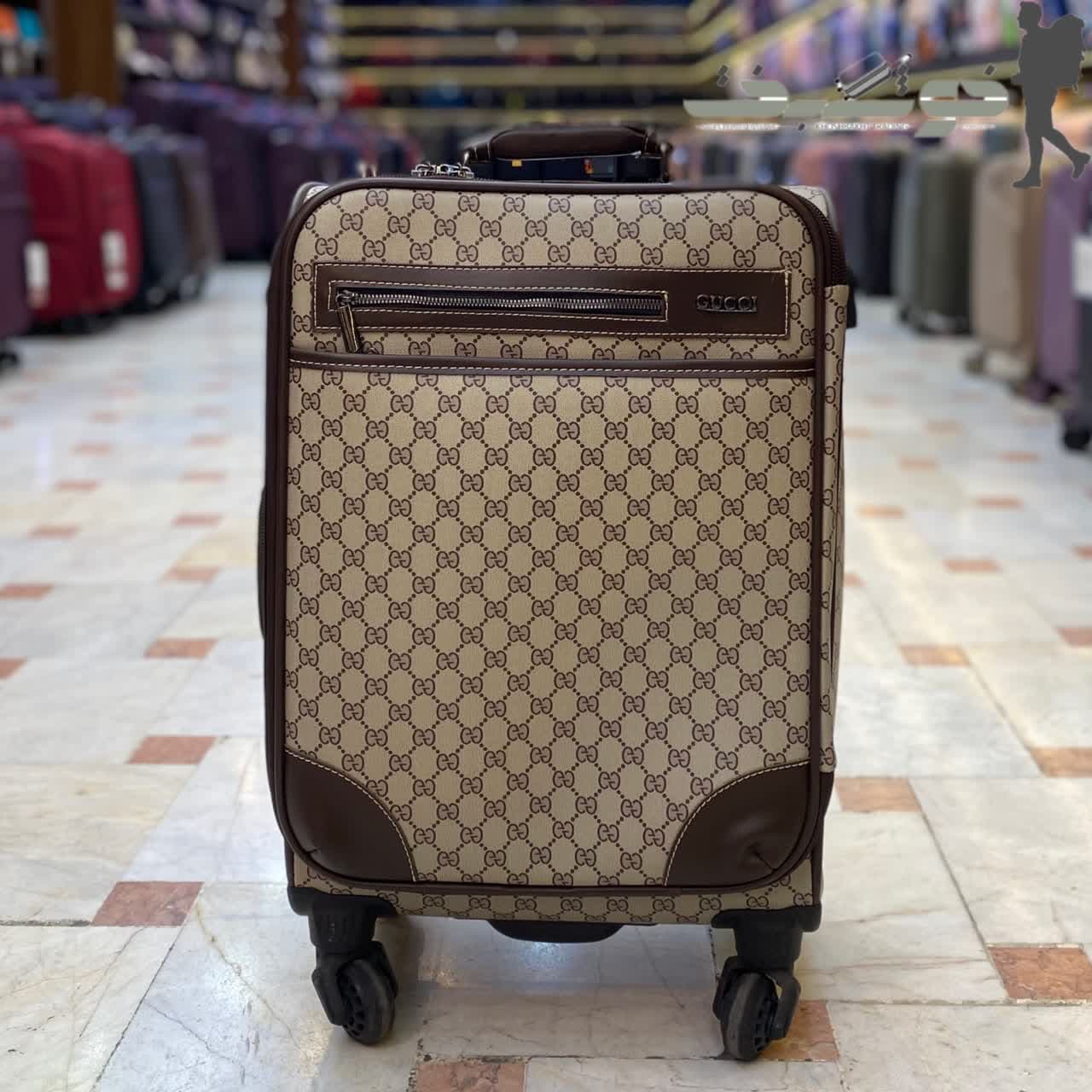 چمدان چرم مصنوعی طرح GUCCI سایز کابین 20