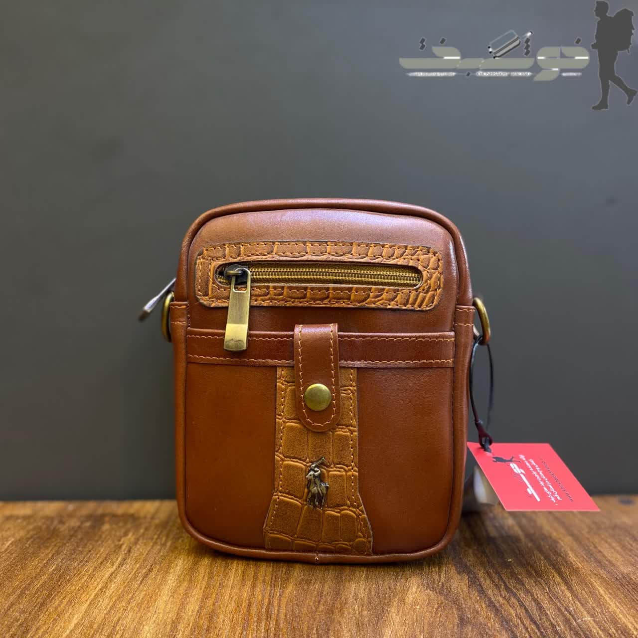 کیف دوشی مردانه POLO چرم طبیعی فلو طرح جور