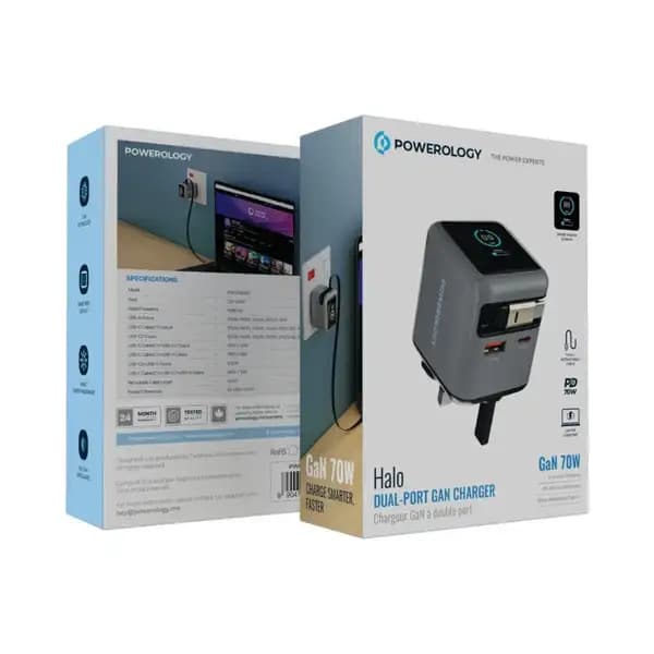 آداپتور 70 وات پاورولوژی مدل POWEROLOGY Halo Dual-Port GaN Charger — تصویر ۱۰