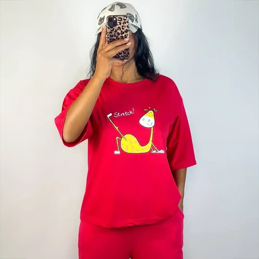 تیشرت سوپر پنبه باکسی زرافه.کدT47 — تصویر ۳