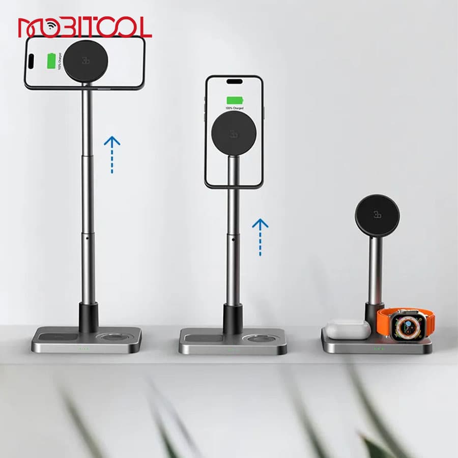 استند وایرلس شارژ سه کاره گرین لاین Green Lion 3 in 1 Telescopic Wireless Charger GX28 — تصویر ۹