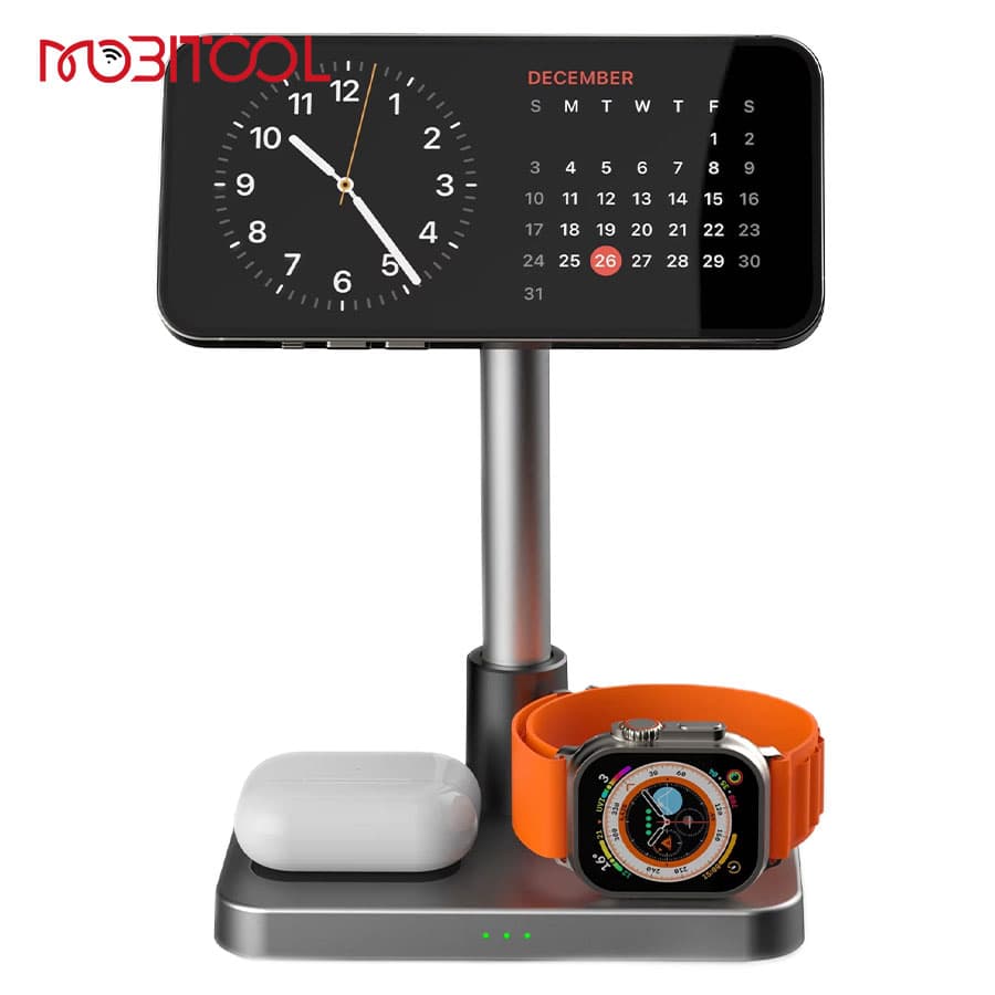 استند وایرلس شارژ سه کاره گرین لاین Green Lion 3 in 1 Telescopic Wireless Charger GX28 — تصویر ۳