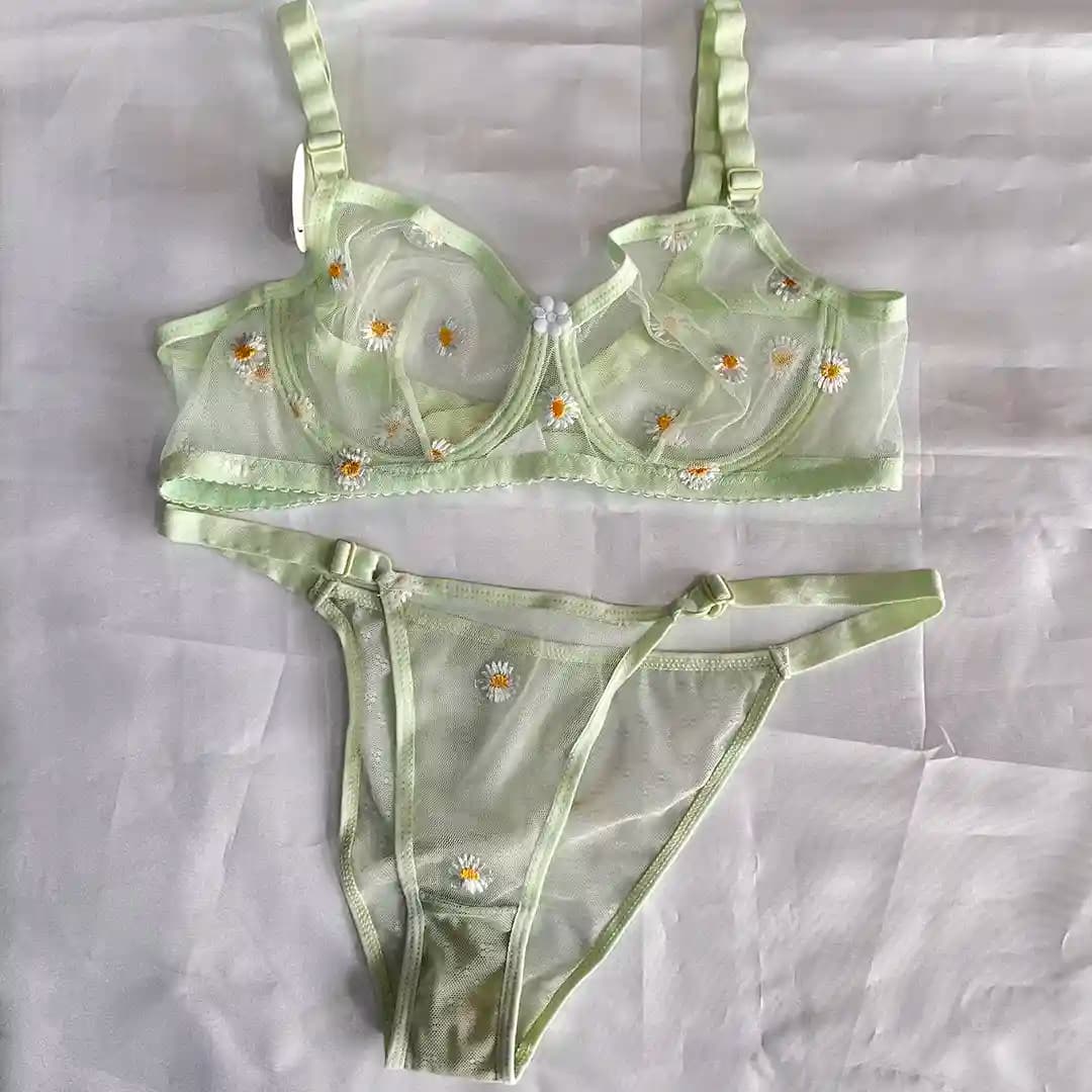 ست بابونه تور گاز فنر دار گلدوزی .کدB35