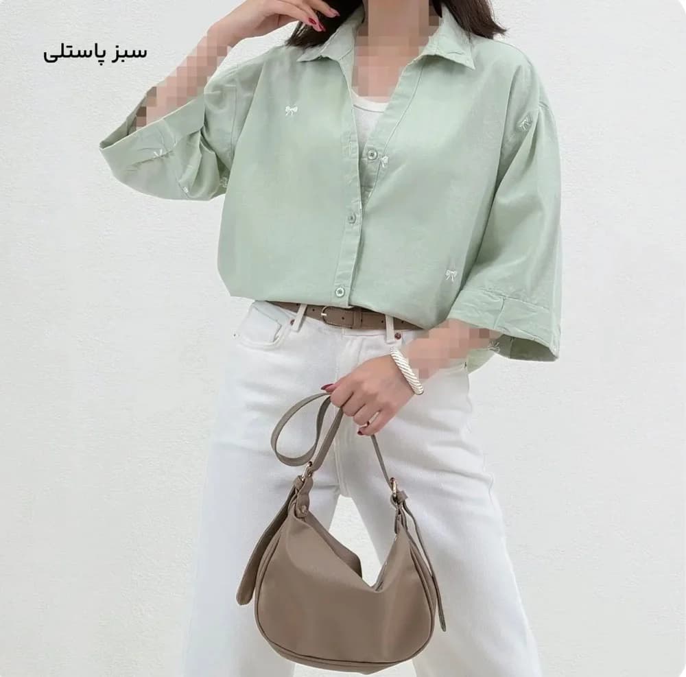شومیز لینن گلدوزی پاپیونی — تصویر ۷