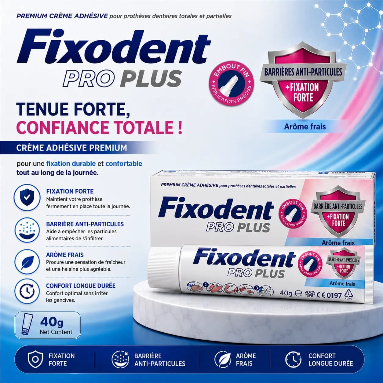 چسب دندان مصنوعی فیکسودنت مدل Pro Plus وزن ۴۰ گرم