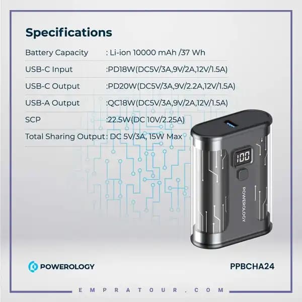 پاوربانک 10000 میلی آمپر پاورولوژی PPBCHA24 — تصویر ۱۰