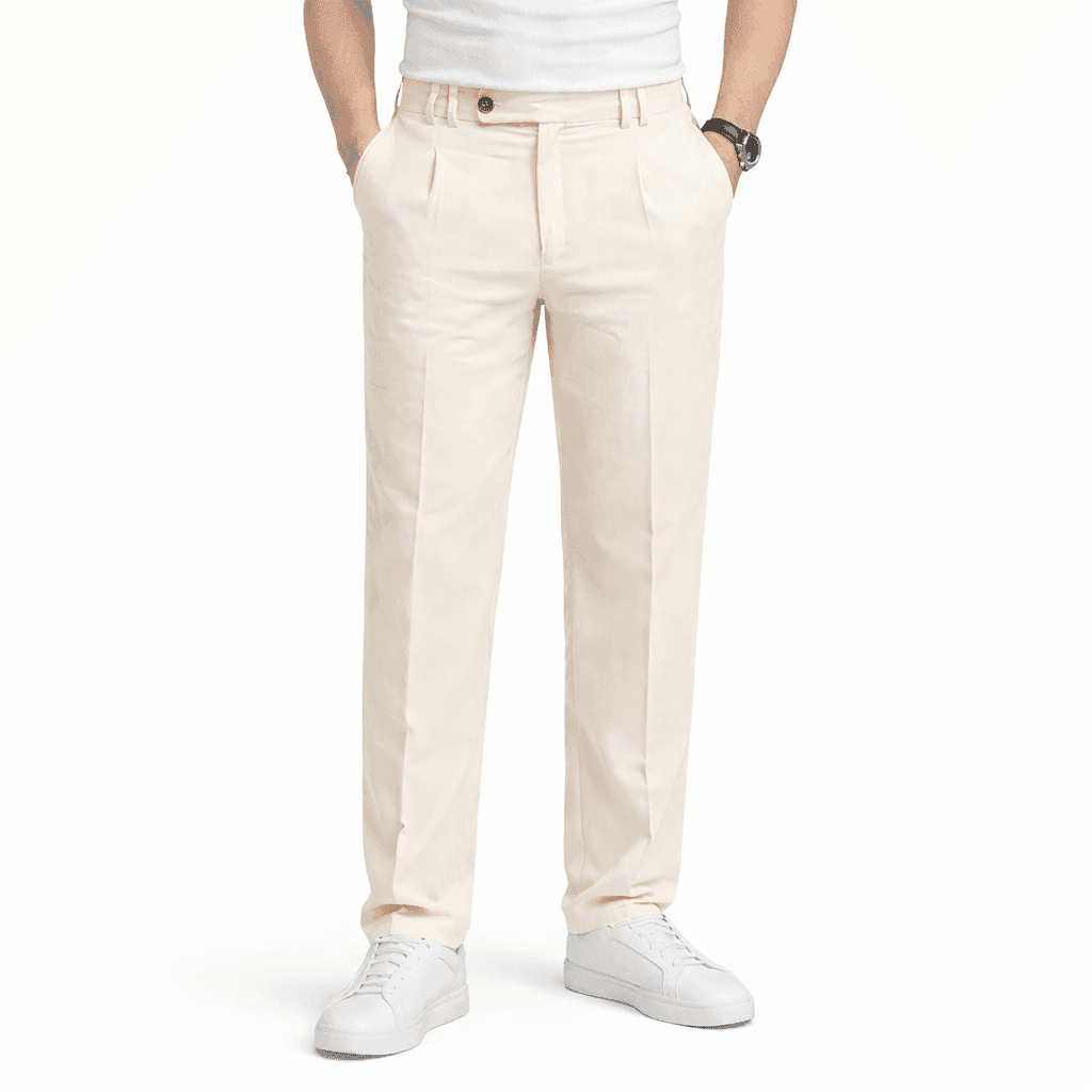 شلوار پارچه ای ریلکس پشت کش zara – کرم روشن