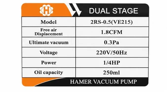 پمپ وکیوم روغنی VE-215 هامر — تصویر ۲