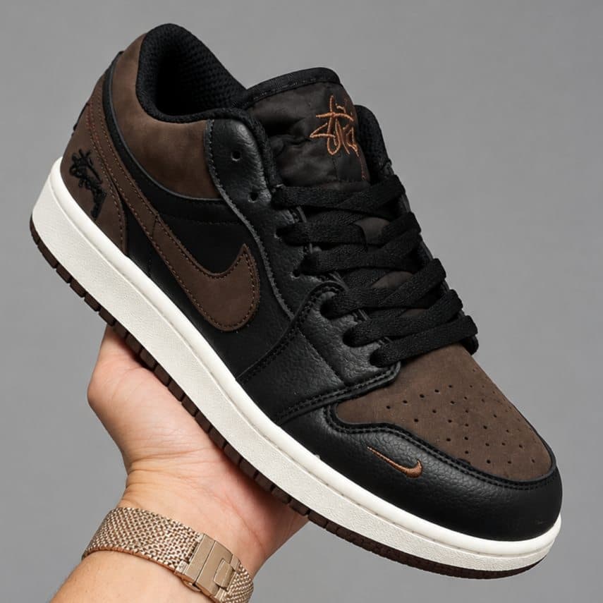 کتونی نایک AIR JORDAN 1 LOW MOKA مشکی قهوه ای