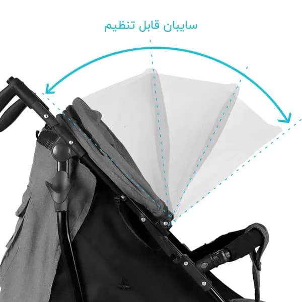 کالسکه عصایی اسپرینگ مدل لیدو پلاس طوسی — تصویر ۵
