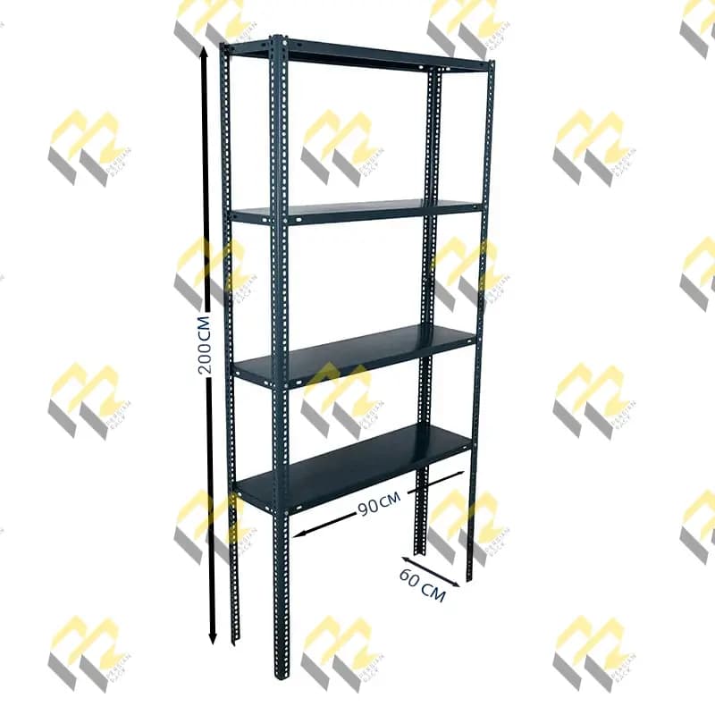 قفسه پیچ و مهره ای انباری چهار طبقه سایز 90*60 ارتفاع 200 CM