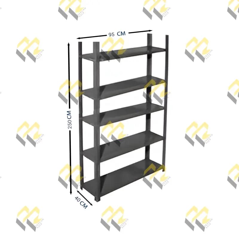 قفسه پیچ و مهره ای انباری پنج طبقه سایز 40*95 ارتفاع 250 CM