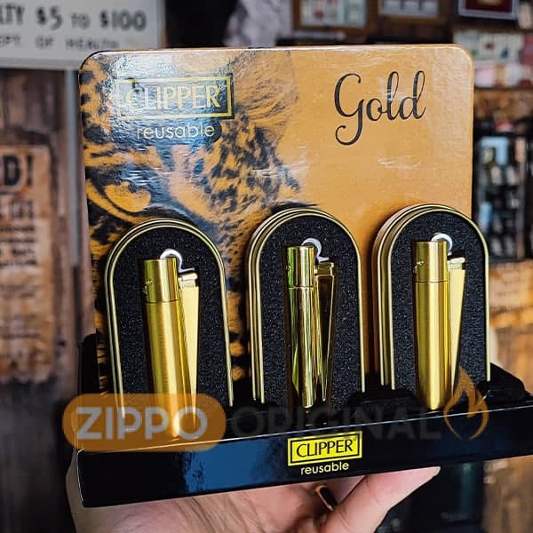 فندک کلیپر فلزی GOLD طلایی براق — تصویر ۶